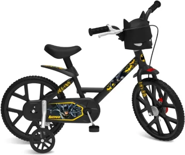 Bicicleta Infantil Bandeirante Batman 4 A 6 Anos Com Máscara Cor Preto