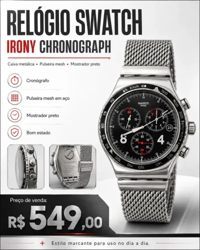 Relógio Swatch Irony Chronograph Swiss | Pulseira Mesh