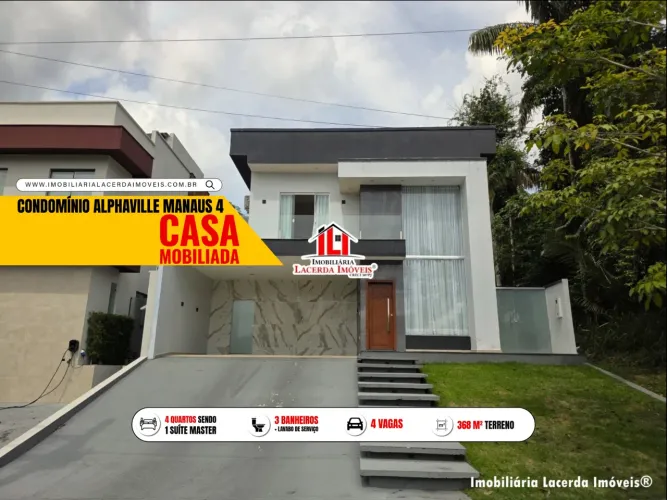 Alphaville Manaus 4, Casa Duplex com 4 quartos, Gerador de energia já instalado, Quintal a