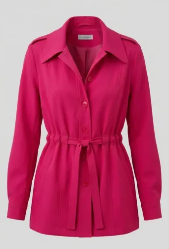 Parka Feminina Pink Joana Nascimento - Com Cinto e Botões