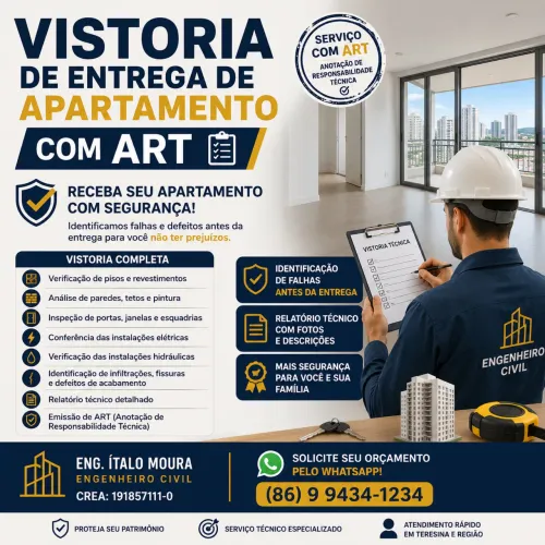  VISTORIA DE ENTREGA DE APARTAMENTO COM ART