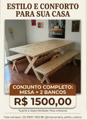 Conjunto de mesa rústica / Pronta Entrega