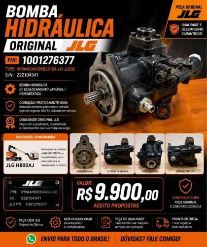 Bomba Hidráulica JLG Original P/N 1001276377 - H800AJ - Praticamente Nova