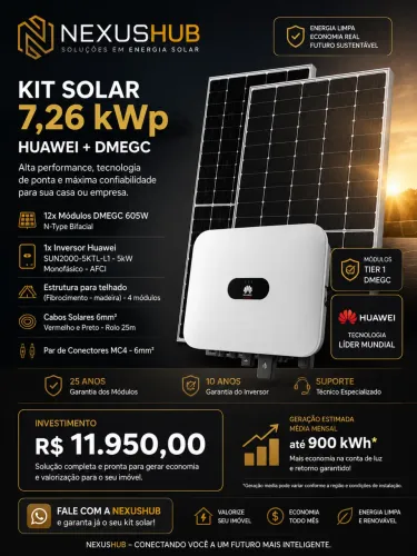 Kit de energia solar completo 950 kWh / mês