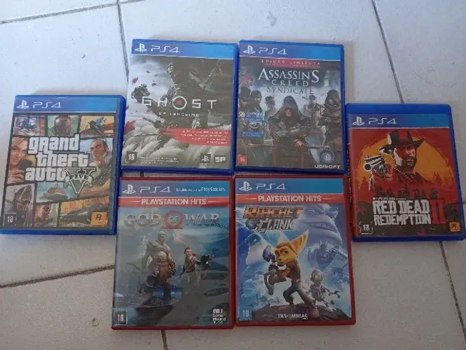 6 jogos PS4 MÍDIA Física - GTA V, RDR2, GOT, GOD OF WAR +2