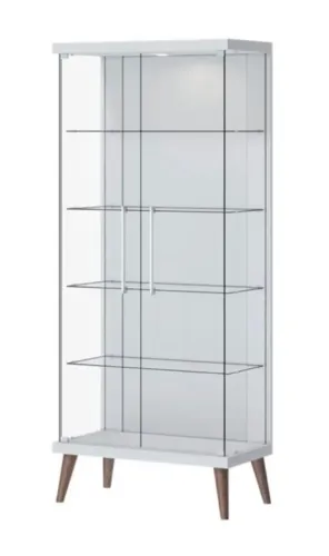 Cristaleira Opus, Branco Acetinado Portas de Vidro 179 cm - Sun House