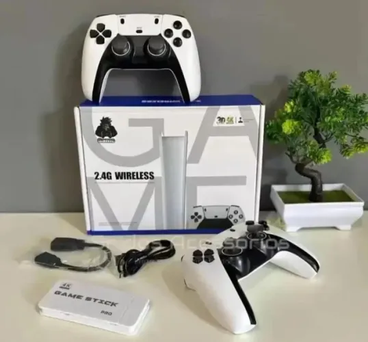 Game Stick Pro 4K com 10 Mil Jogos + 2 Controles Sem Fio