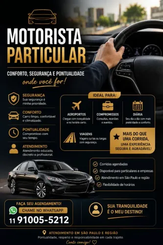 Motorista particular em sp viagens e translado