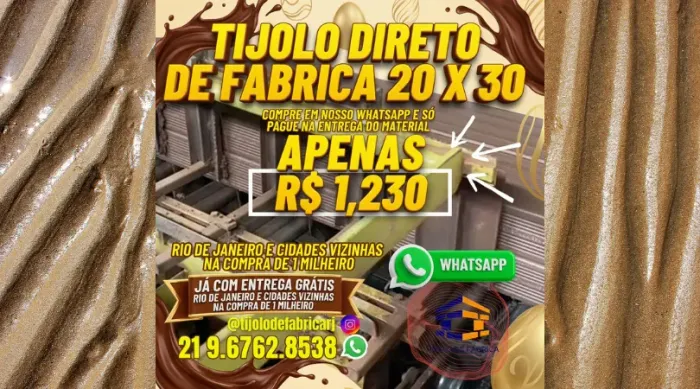 tijolo 8 furos 5 milheiros direto de fábrica 