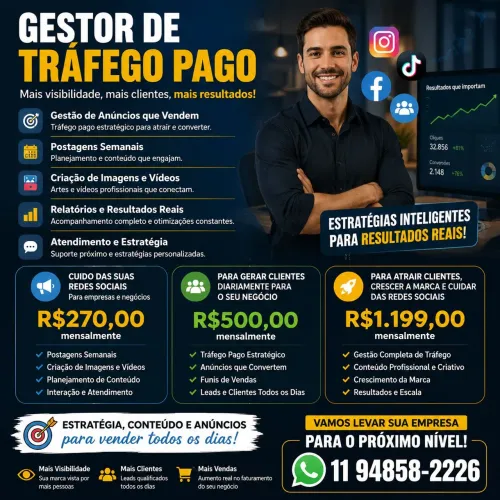 Gestor de tráfego e mídia sociais 