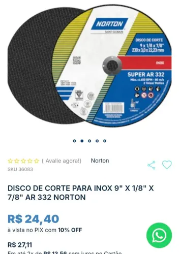 Disco de corte 9" Norton Vila Isabel RJ
