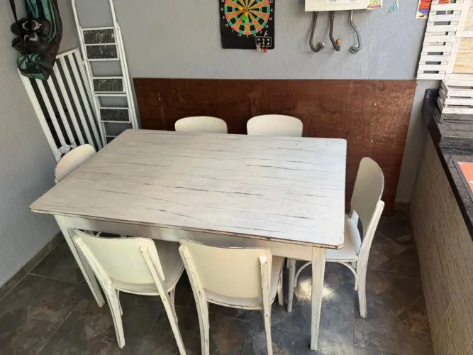 Mesa retangular 6 cadeiras 