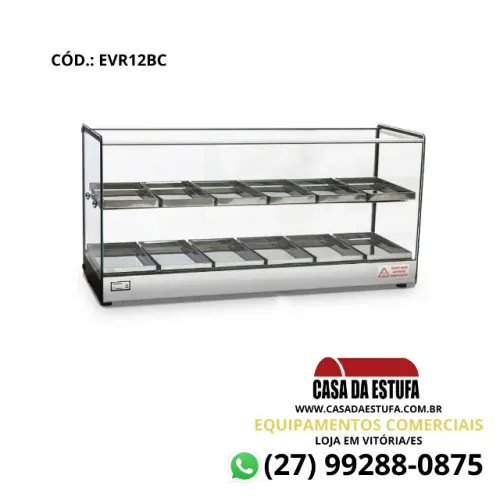 Estufa Quente Vidro Reto 12 bandejas - Linha EVR12BD da Tita