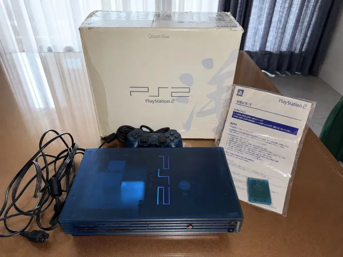 PS2 Ocean Blue Japonês SCPH-37000 Completo + Caixa