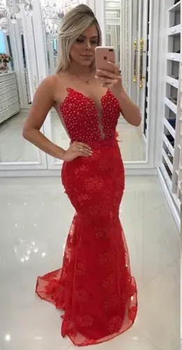 Vestido Vermelho Sereia De Festa Barbara Melo Vestido Formatura Casamento