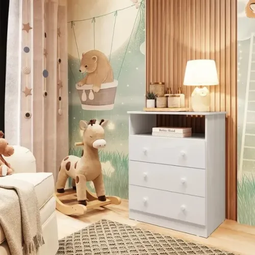 Comoda Infantil Smim 3 Gavetas 100% MDF - Peroba