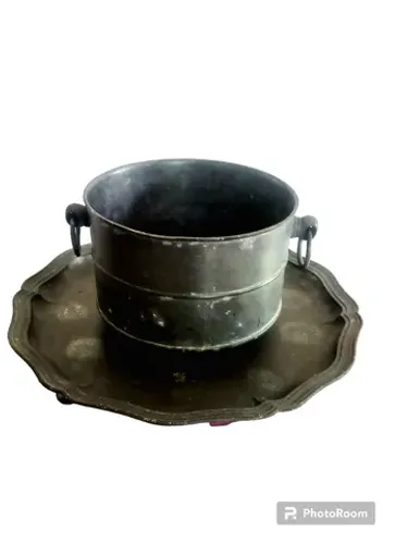 antigo centro de mesa mineiro com bandeja suiça de estanho centro de mesa marca gn mg