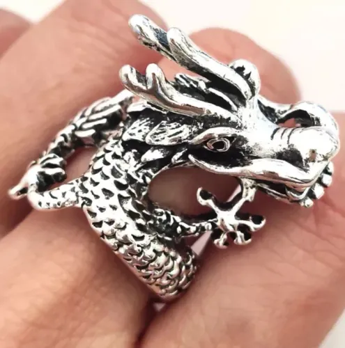 Anel Dragão Prata