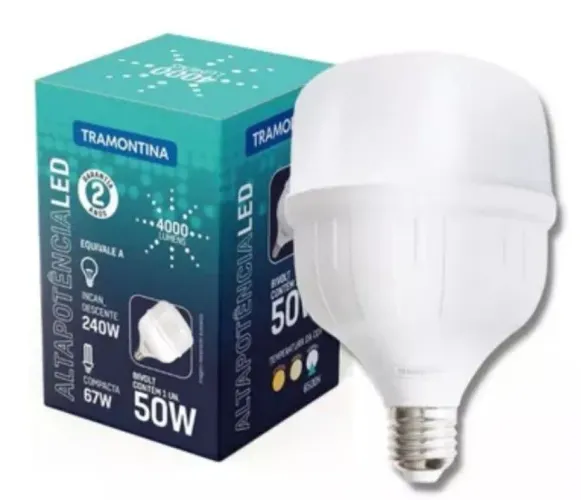 3 Lâmpadas Led Bulbo, Tramontina, 6500k, 50w