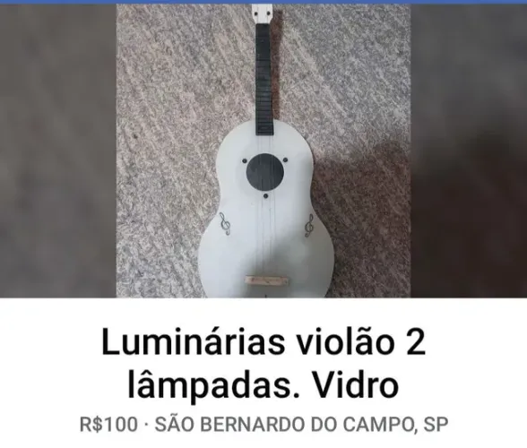 LUMINÁRIA VIOLÃO 2 LAMPADAS VIDRO JATEADO