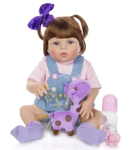 Boneca Bebê Reborn Menina INTEIRA EM SILICONE 