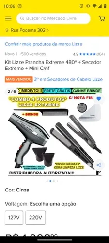 Kit Lizze Prancha Extreme 480° + Secador Extreme + Mini C/nf se