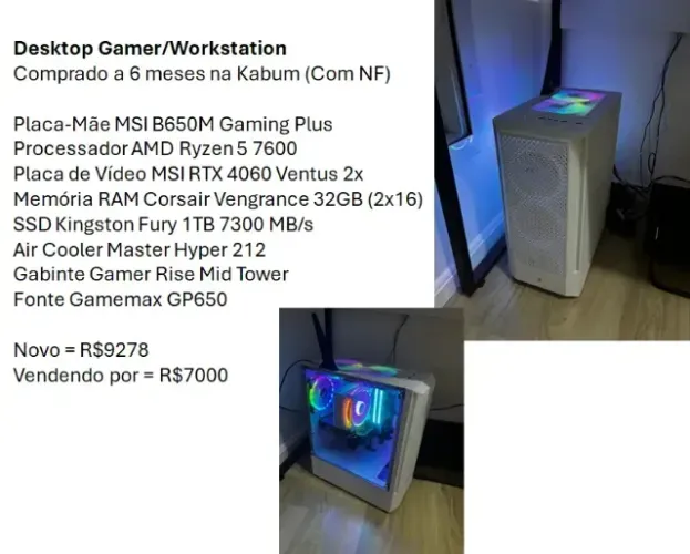Desktop Gamer Workstation Muito Potente NOVO