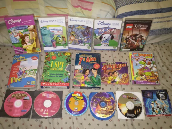 Lote 16 jogo computador Windows Piratas Caribe Buzz Lightyear 102 Dálmatas Monstros SA PC