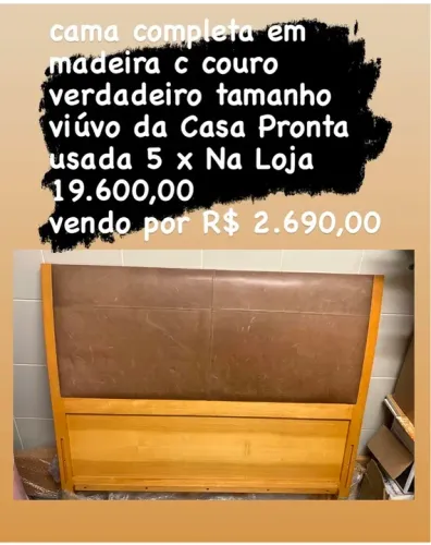 Cama Completa em Madeira com Couro - Tamanho Viúvo