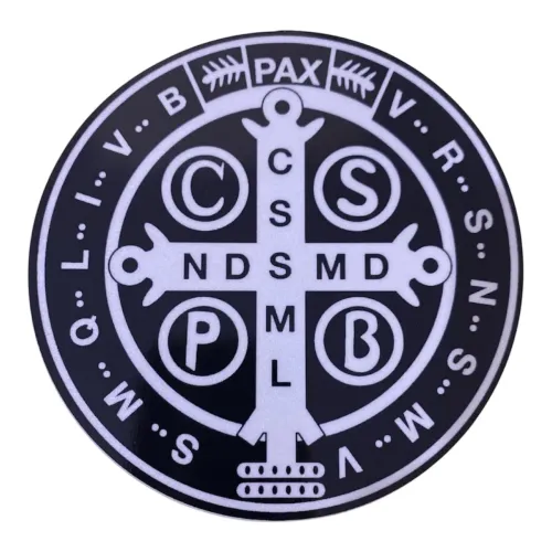 Adesivo Refletivo Medalha São Bento 12cm Preto/Branco