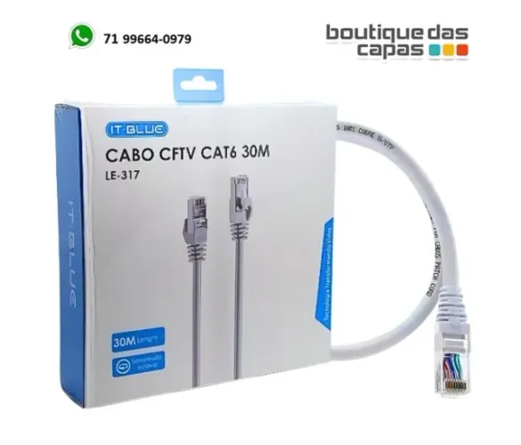 CABO DE REDE INTERNET 30M IT BLUE LE-317 CAT6 - 30 METROS RJ45 velocidades mais altas
