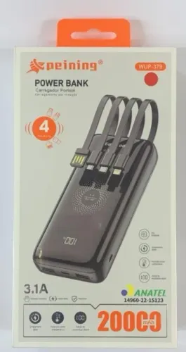 Bateria portátil 20.000ma cabeado e indução