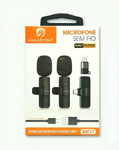 Microfone Sem Fio Mk17 Duplo P/ Vídeos Profissionais Preto