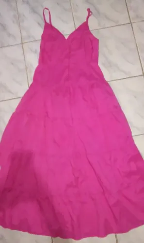 Vestido longo Rosa Decote V