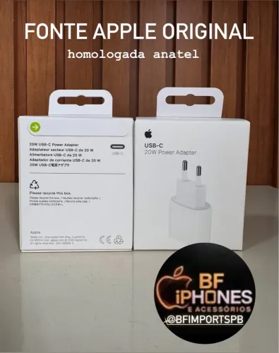 FONTE APPLE 20W USB-C Original -  Anatel