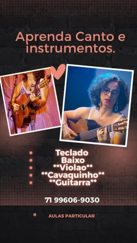 Aulas particulares de canto e instrumentos