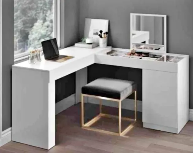 Penteadeira e Escrivaninha de Canto Branca