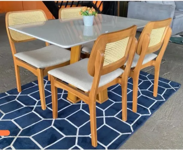 Mesa de jantar 120x80 Laura cadeira em madeira maciça