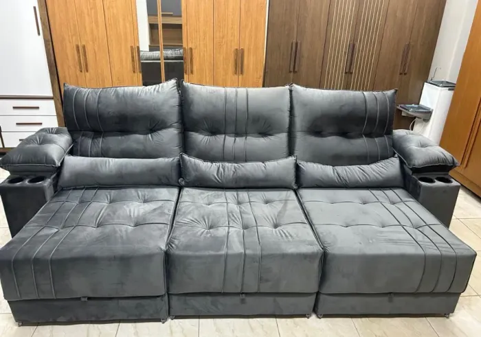 Sofá retrátil reclinável molas ensacadas 2,90 MTS 