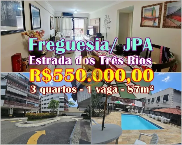 Condomínio Ed Parque Três Rios - Apartamento a venda no Centro da Freguesia - Estrada dos 