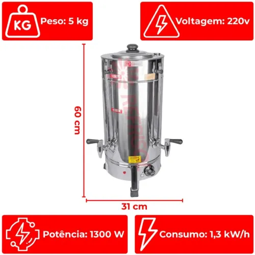 Cafeteira Elétrica Industrial 6 Litros Profissional
