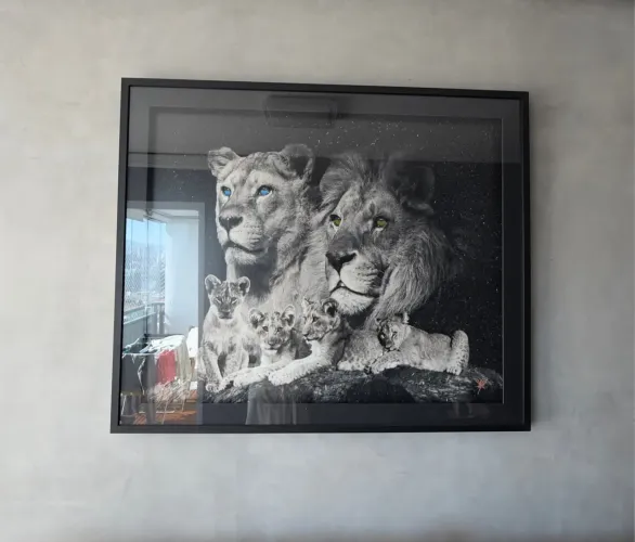 Quadro família leão com marca mandado fazer