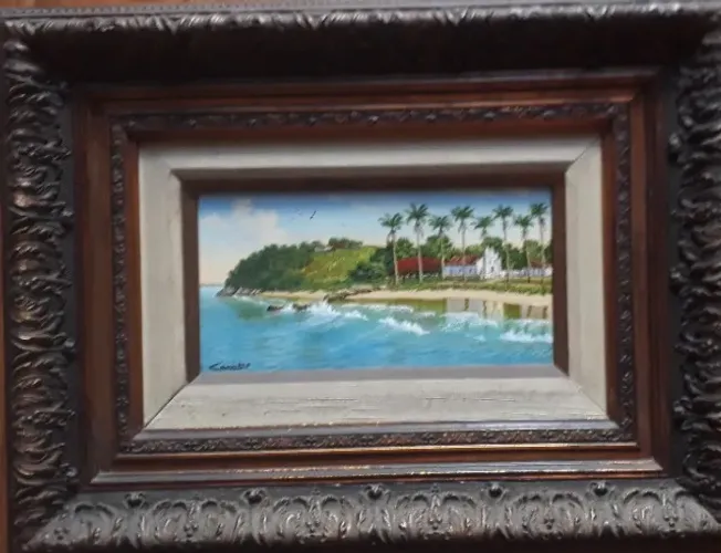 Quadro óleo sobre tela 25x14 c/moldura - Eduardo Camões