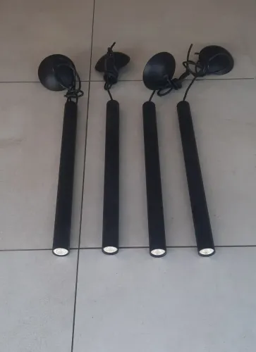 Pendente luminaria tubo preto tubular