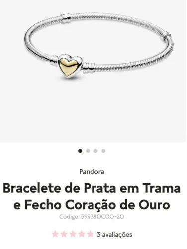 Bracelete pandora prata e ouro 14k