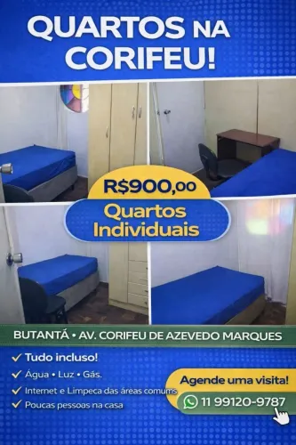 Quarto individual próximo a usp Butantã