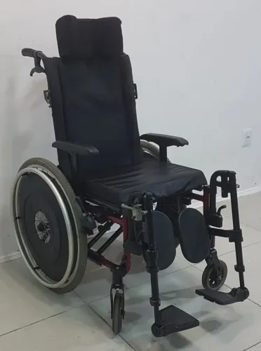 Cadeira de Rodas Reclinável Encosto de Cabeça Elevação de Pernas 46cm Assento