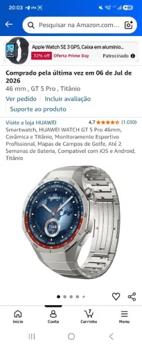 Smartwatch, HUAWEI WATCH GT 5 Pro 46mm, cerâmica e titânio