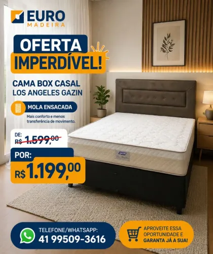 Cama box casal Los Angeles Gazin - Novo