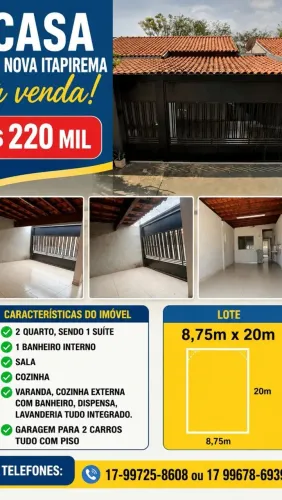 Vende se casa em Nova Itapirema